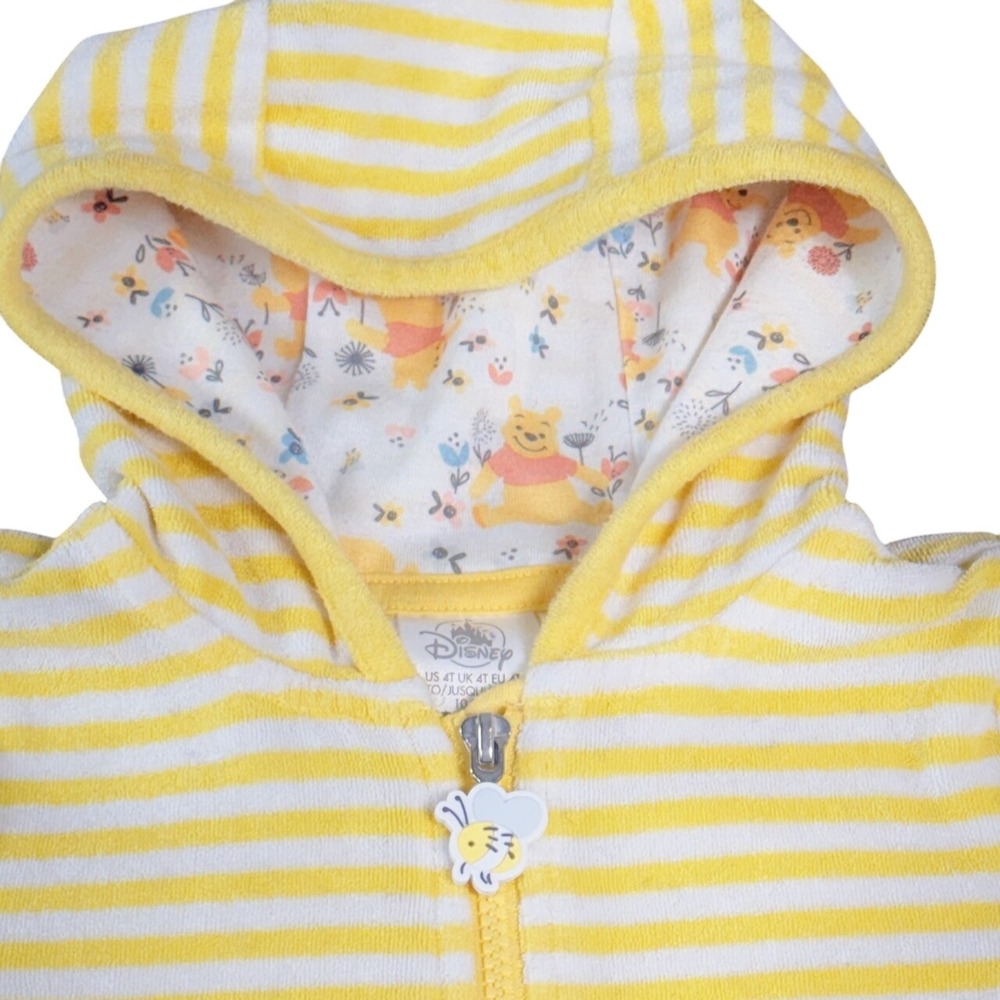 Disney Store Winnie the Pooh Swim Coverup 4T Yellow Striped Long Sleeve Hooded - Picture 3 of 7